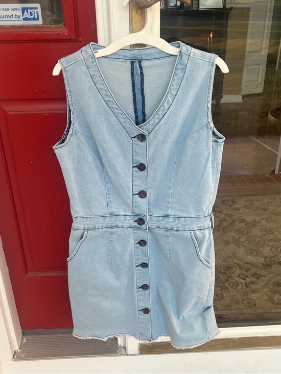 Unknown Dresses & Skirts - Light Wash Denim Button-Front Sleeveless Mini Dress